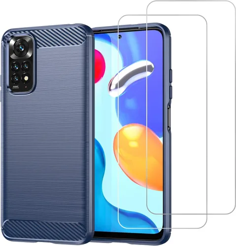 Vista 10 de Funda para Xiaomi Redmi Note 11 Note 11S Funda con protector de pantalla Vidrio templado Ligero Absorción de golpes Resistente TPU Cubierta