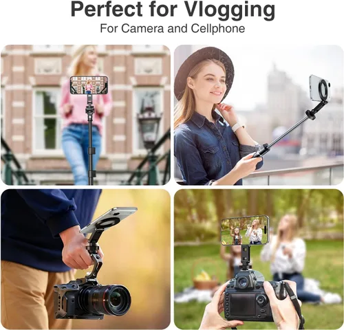 Vista 6 de elitehood Magsafe Adaptador de montaje de trípode con tornillo de 1/4 pulgadas y zapata caliente, soporte de trípode ligero y compacto para teléfono