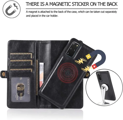 Vista 5 de Asuwish Funda para Samsung Galaxy S20 Plus/S20 Plus 5G - Funda con tapa con cartera, protector de pantalla de vidrio templado, correa