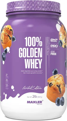 Vista 7 de Maxler Proteína de suero de leche 100% dorada, 0.94 onzas de proteína por porción, proteína de suero en polvo para antes del entrenamiento