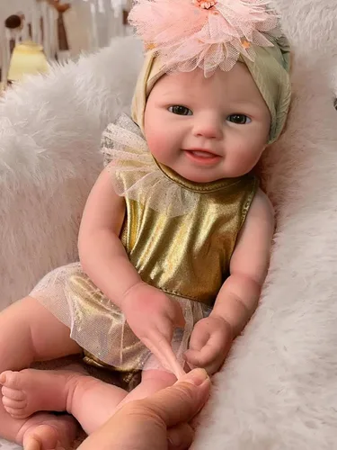Vista 6 de Abenduot Muñeca de bebé de silicona suave de 15 pulgadas, muñecas de bebé de silicona de cuerpo completo anatómicamente correctas, muñeca de bebé