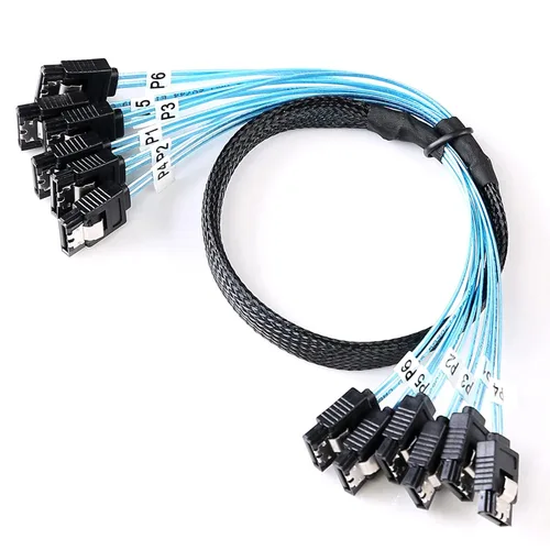 Vista 9 de ADCAUDX Cable SATA-III: 1.6 ft, 4 unidades/juego delgado SATA 6Gbps HDD SSD cable de datos incluido reemplazo para servidor Bitcoin computadora SSD