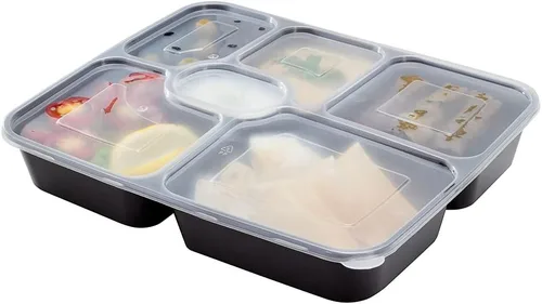 Vista 22 de Asporto - Cajas para llevar con compartimentos de 32 onzas, 50 recipientes para preparar comidas para microondas, 2 compartimentos, con tapas