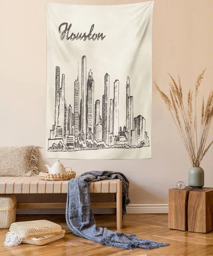 Vista 25 de Lunarable Tapiz mexicano, tema de cultura latinoamericana, sombrero de paja, manta de serape de Maracas, decoración de tela para colgar en la pared