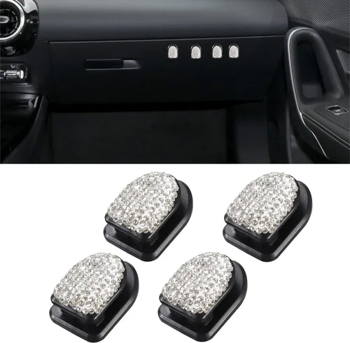 Vista 13 de WINKA Ganchos brillantes para automóvil, 4 piezas, accesorios de cristal, lindo gancho para salpicadero, llaves, lentes de sol, gancho