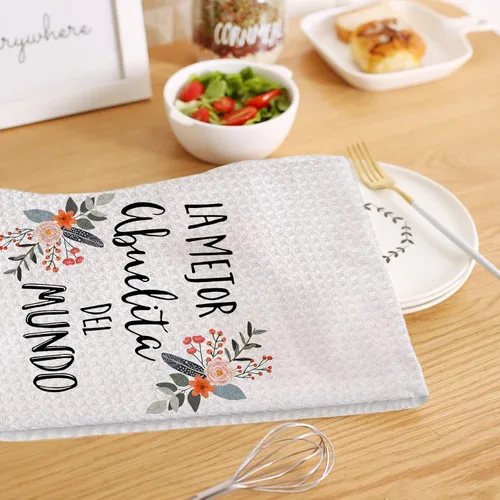 Vista 3 de HIWX La Mejor Abuela Del Mundo - Toallas decorativas de cocina y paños de cocina, diseño bohemio floral de aburela abuela, para el día de la madre