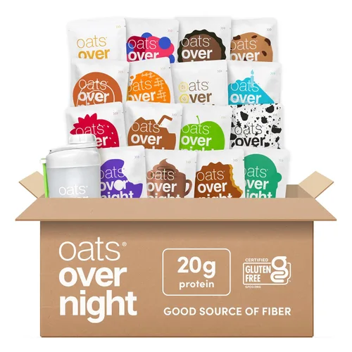 Vista 9 de Oats Overnight Paquete de variedad definitivo - Batido proteico para el desayuno alto en proteínas, 5g de fibra - Harina de avena sin gluten, avena