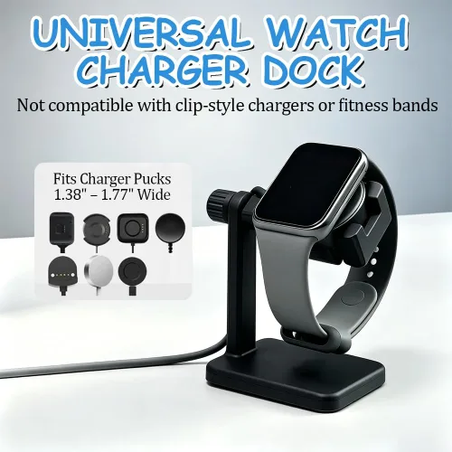 Vista 6 de Soporte de cargador ajustable para reloj inteligente, soporte de carga universal para reloj de escritorio con ranura de almacenamiento para cable