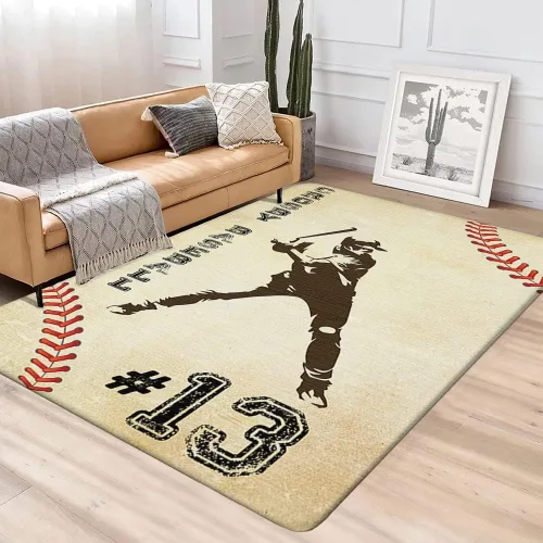 Vista 2 de Alfombra deportiva para jugador de béisbol, alfombra deportiva para dormitorio, 2 x 3, 3 x 5, 4 x 6, 5 x 8, antideslizante, para pasillo, deportes