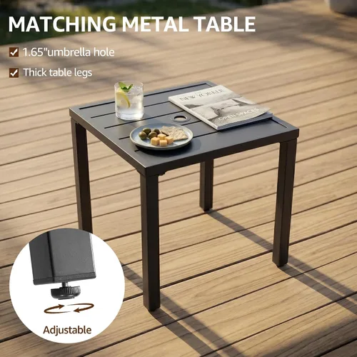 Vista 6 de Juego de muebles de patio de 5 piezas con otomana, sillón ajustable