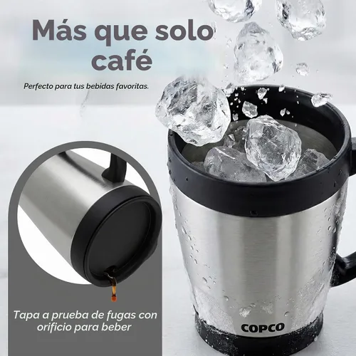 Vista 7 de Copco - Taza de café de acero inoxidable de doble pared, 16 onzas, taza de viaje aislada con tapa de rosca, a prueba de derrames, mango duradero