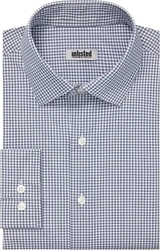 Vista 3 de Kenneth Cole Unlisted - Camisa de vestir para hombre, ajuste delgado, cuadros y rayas (estampadas)