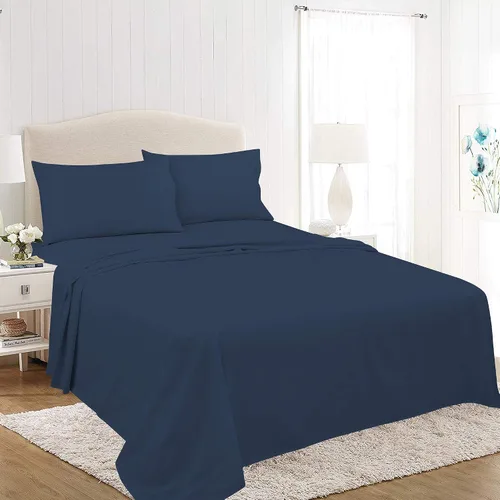 Vista 5 de ROYALE LINENS Soft Home - Juego de sábanas de percal cepillado ultrasuave, 100% algodón, 4 piezas, tamaño Queen, color blanco