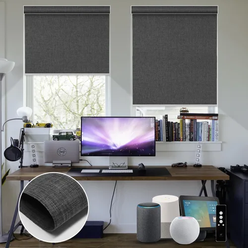Vista 32 de SmartWings Persianas Motorizadas con Filtro de Luz, Compatible con Matter Thread Homekit Z-Wave Alexa Google, Persianas con 70% de Opacidad Safari