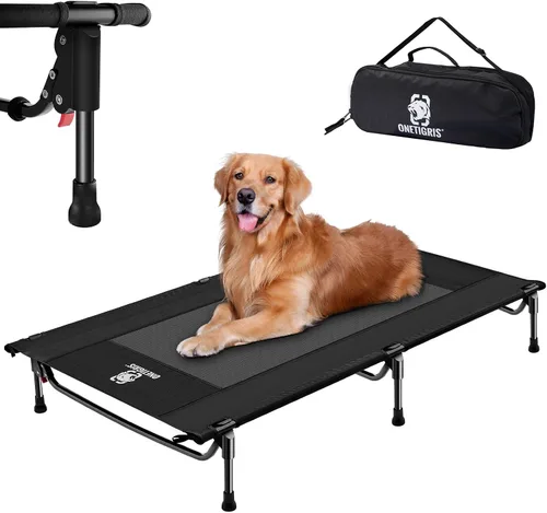 Vista 11 de ONETIGRIS Cama elevada para perros, cama elevada para perros con malla a prueba de mordidas, portátil antideslizante para interiores y exteriores