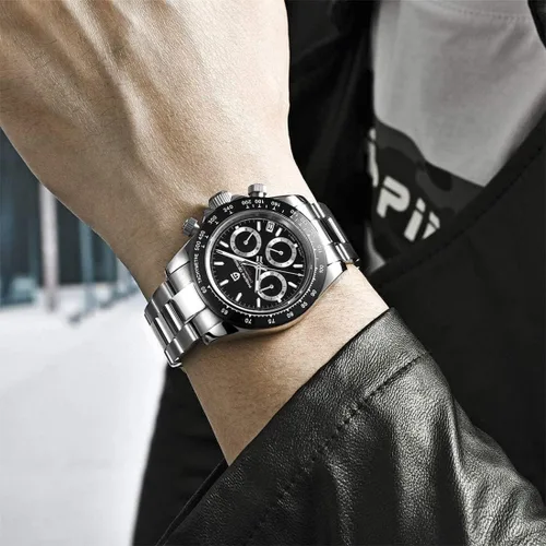 Vista 4 de RollsTimi Pagani Design Reloj para hombre multifunción Reloj deportivo para hombre Cronógrafo de cuarzo Japón VK63 Movimiento Correa de acero