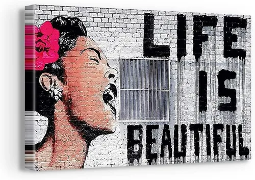 Vista 73 de Arte en lienzo de Banksy para pared, decoración del hogar, lienzo pre-estirado - varios tamaños