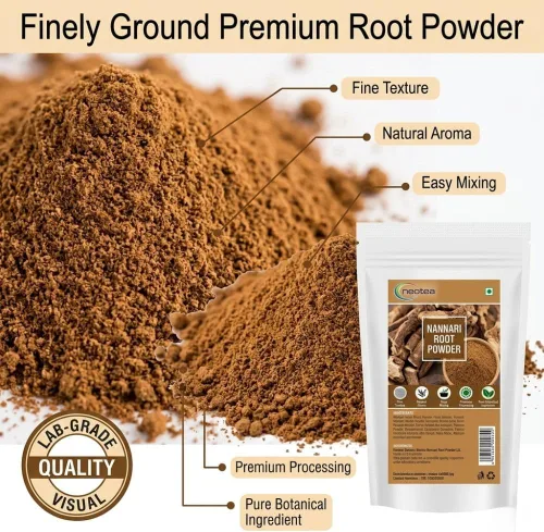Vista 4 de neotea Nannari Root Powder (Hemidesmus indicus) Pure Indian Sarsaparilla Root Powder – Fine Herbal Powder for Traditional Drinks & Botanical