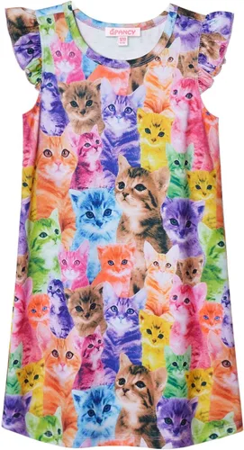 Vista 16 de QPANCY Camisones de princesa para niñas con estampado de algodón, ropa de dormir, pijamas, vestido para niños