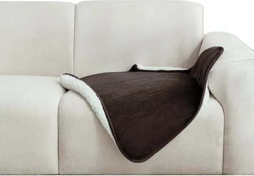 Vista 47 de gogobunny Manta de cama impermeable, manta reversible de forro polar Sherpa para perro, cachorro y gato, funda para muebles que protege la cama Beige