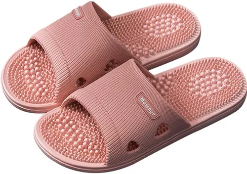 Vista 8 de Pantuflas de masaje para mujeres y hombres, acupresión para pies, fascitis plantar, deslizadores, sandalias de reflexología, zapatos de ducha