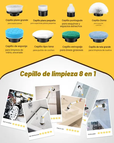 Vista 6 de Qimedo Limpiador eléctrico giratorio con dos baterías Q2 Pro, limpiador eléctrico de alta potencia de 1500 RPM para limpieza, cepillo de limpieza