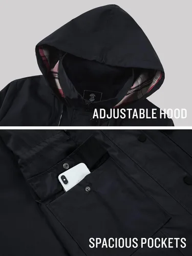 Vista 5 de SaphiRose Women's Waterproof Rain Jacket Lightweight Raincoat Hooded Windbreaker Trench Coat