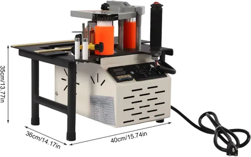 Vista 7 de Máquina de bandas de borde de trabajo de madera, banda de borde portátil, encoladora de cantos de temperatura ajustable con tanque de fusión