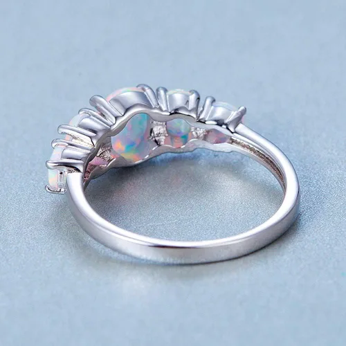 Vista 6 de Voluka - Anillos de ópalo blanco para mujer chapado en oro