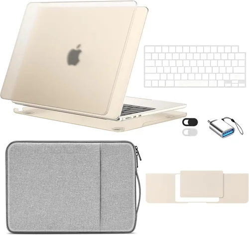 Vista 11 de EooCoo Funda mate para MacBook Air de 13 pulgadas M5/M4/M3/M2 2026-2022 Midnight Clear