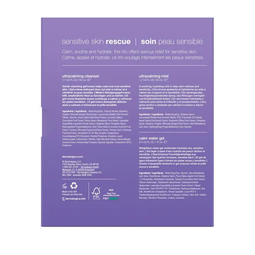 Vista 2 de Dermalogica Kit de rescate de piel sensible, el juego contiene: lavado facial, tónico e hidratante facial, cuidado de la piel para calmar, calmar