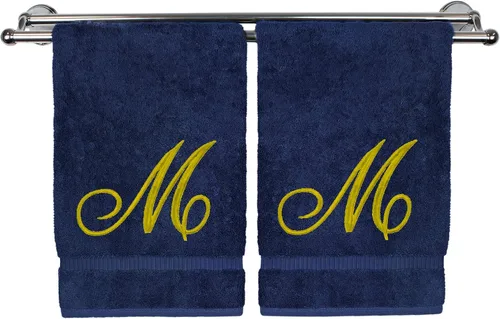 Vista 180 de Toalla de mano con monograma, regalo personalizado, 16 x 30 pulgadas, extra absorbente, 100% algodón turco, acabado de rizo suave, para baño, cocina