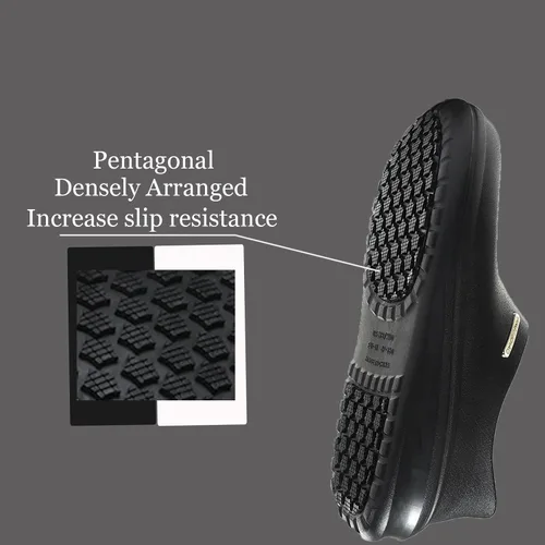 Vista 5 de Zapatos de chef antideslizantes para hombres y mujeres, resistentes al aceite, zapatos de trabajo impermeables con suela antideslizante de goma