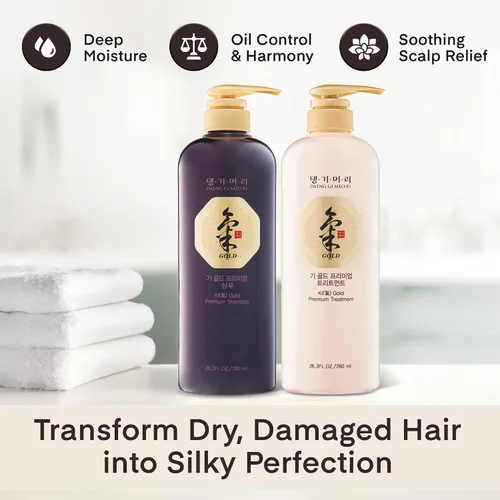 Vista 5 de Daeng Gi Meo Ri - Champú Ki Gold Premium+Set de Tratamiento, Humedad efectiva para secar y cabello áspero, sin color artificial, 26.4 fl oz cada uno