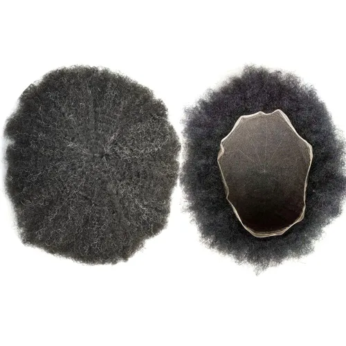 Vista 13 de Afro Toupee para hombres negros, unidad de cabello humano brasileño de encaje francés para hombres afroamericanos africanos y negros, sistema