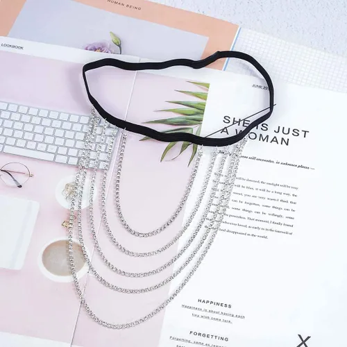 Vista 2 de REETAN Joyería para Pierna y Muslo, Cadena de Cuerpo con Strass para Mujeres
