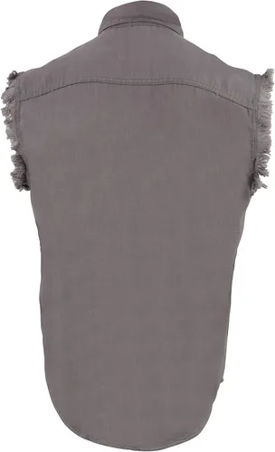Vista 2 de Camiseta sin mangas para hombre con mangas deshilachadas de algodón gris
