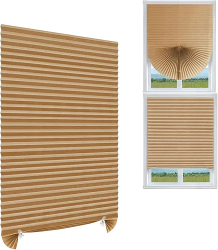 Vista 8 de MALOKI Persianas plisadas para ventana, persianas temporales sin cordones, filtrantes de luz, plisadas, de papel, para oscurecer la habitación