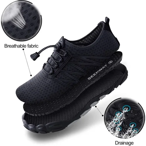Vista 2 de SEEKWAY - Zapatos de agua unisex para adultos, tipo calcetín, de secado rápido, sensación de pie descalzo, para playa, natación, río, piscina, lago