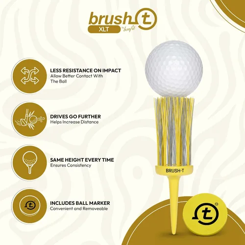 Vista 10 de BRUSH-T Premium Plastic Golf Tees, Unbreakable Innovative Design, Consistent Height, Perfect Golf Gift for Men and Women. Golfing Tees, Works with