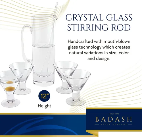 Vista 4 de Badash - Agitador de Martini de cristal prémium soplado en boca europea de 12