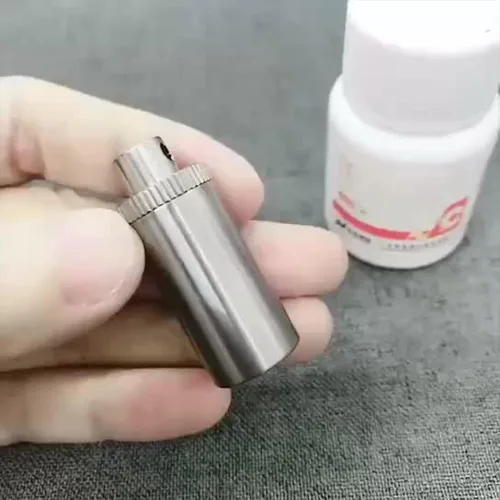 Vista 2 de Pastillero portátil multicapa impermeable, tanque de almacenamiento de equipo puro, pequeño pastillero portátil para medicina, llavero de botella