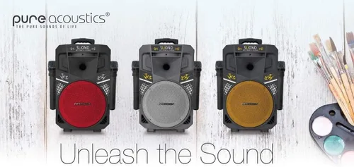 Vista 2 de Sistema PA inalámbrico portátil Bluetooth, altavoz de audio de 8 pulgadas y dos micrófonos gratuitos (negro)