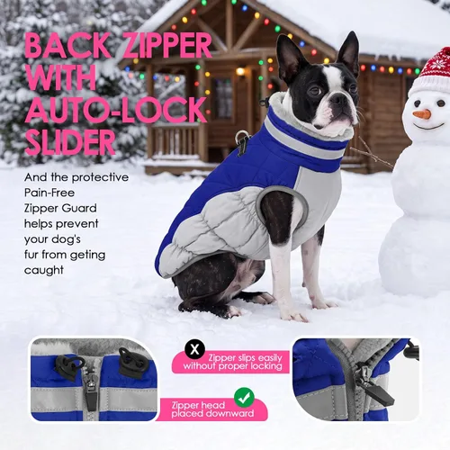 Vista 6 de AOFITEE Abrigo para perro, chaquetas cálidas para perros pequeños, abrigo de invierno para perros con arnés integrado, chaqueta de invierno