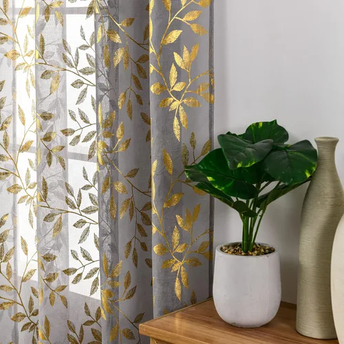 Vista 59 de Deeprove Cortinas traslúcidas color aguamarina y dorado de 63 pulgadas de largo, 2 paneles para decoración de dormitorio, cocina, decoración