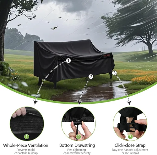 Vista 3 de RICHIE Funda de sofá biplaza para patio, funda impermeable para sofá de 2 plazas para exteriores, con ventilación de aire, resistente a los rayos