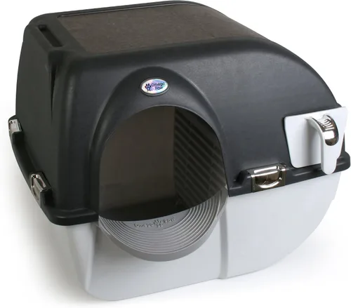Vista 2 de Omega Paw Elite Caja de Arena de Limpieza Automática Roll 'n Clean, Negro de Medianoche, Grande (EL-RA20-1)