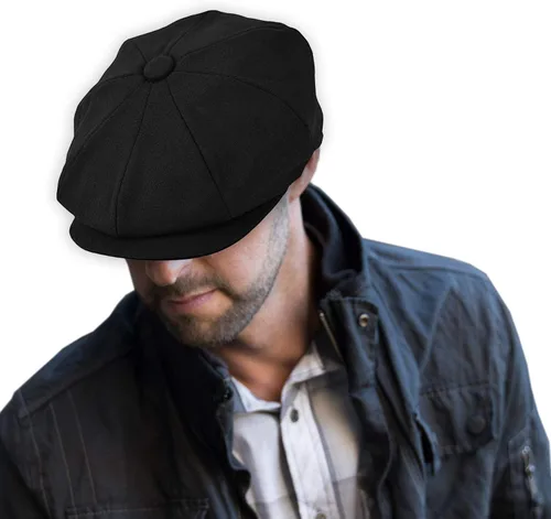 Vista 32 de EPOCH Gorra de lana para hombre, sombrero de golf Applejack de cabbie de tweed de conducción en espiga Nsb1910