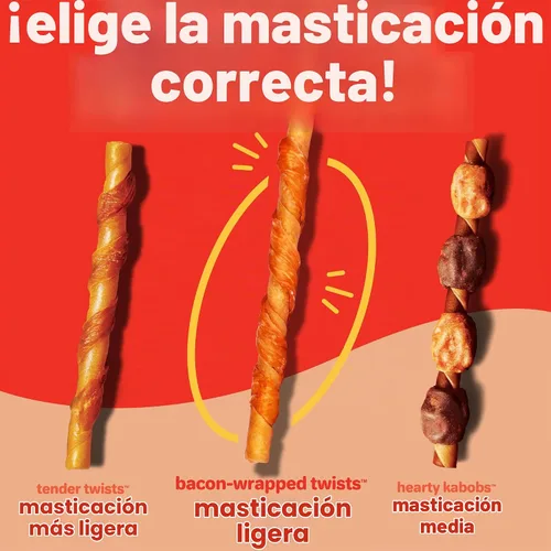 Vista 2 de Hartz Nuevos Oinkies Twists Envueltos en Tocino, Masticas Carnosas Verdaderas con 100% Tocino Real y Sin Piel de Res, 14