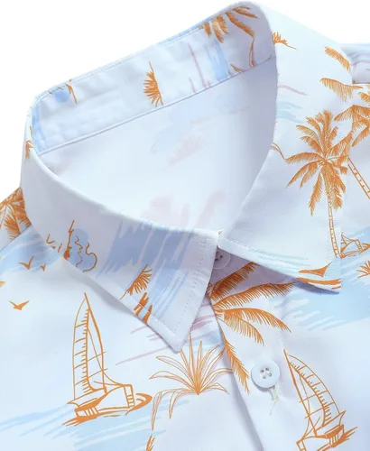Vista 3 de OYOANGLE Conjunto de 2 piezas para hombre de manga corta con botones y pantalones cortos